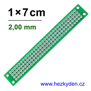 Bastldeska univerzální plošný spoj 1x7cm PROFI oboustranná - rozteč 2,00 mm