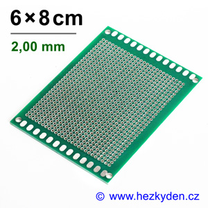 Bastldeska univerzální plošný spoj 6x8cm PROFI oboustranná - rozteč 2 mm