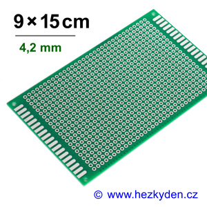 Bastldeska univerzální plošný spoj 9x15cm PROFI jednostranná - rozteč 4,2 mm