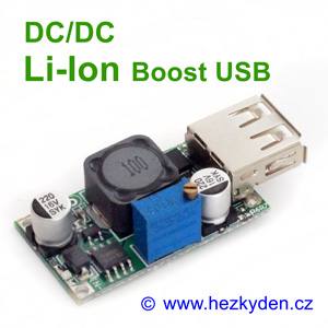 DC-DC měnič zvyšující Li-Ion boost USB