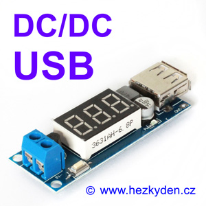 DC/DC snižující měnIč USB DVM1509 s voltmetrem