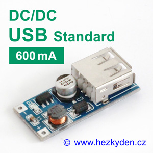 DC-DC měnič USB zvyšující 600mA