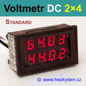Dvojitý panelový digitální voltmetr DC 2x 4 místa