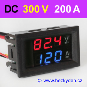 Panelový digitální voltmetr ampérmetr 300V 200A DC