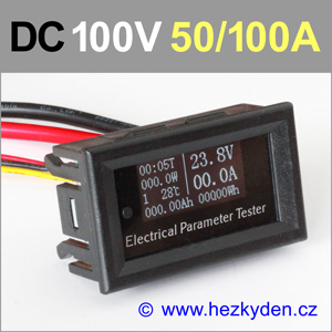 Panelový multifunkční měřák OLED 100V 50A 100A