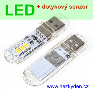 Dotyková USB LED lampička 3× LED