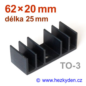 Hlinikový chladič 62x20mm TO3