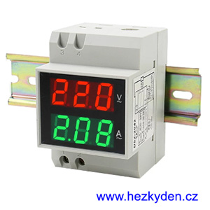 LED voltmetr ampérmetr na DIN lištu