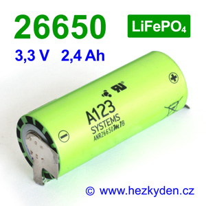 Nanofosfátová baterie akumulátor A123 ANR26650