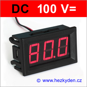 Panelový digitální voltmetr LED 100V DC