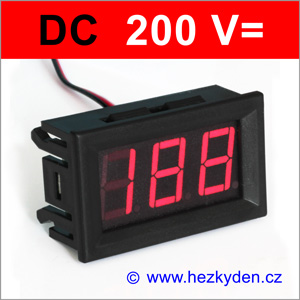 Panelový digitální voltmetr LED 200V DC