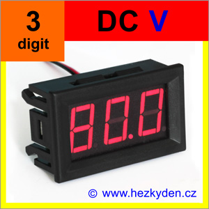 Panelový digitální voltmetr LED - 3 místa - DC