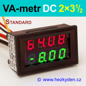 Panelový digitální voltmetr obousměrný ampérmetr DC 2×3,5 místa LED – STANDARD