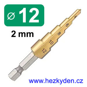 Stupňovitý vrták 12mm (2mm)