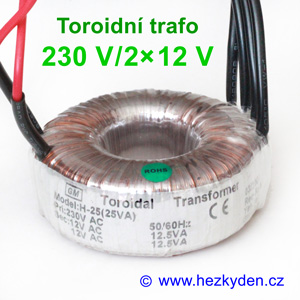 Toroid trafo 230V 2x12V 25VA