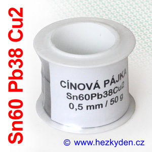 Trubičkový cín – měkká pájka pro SMD - Sn60Pb38Cu2