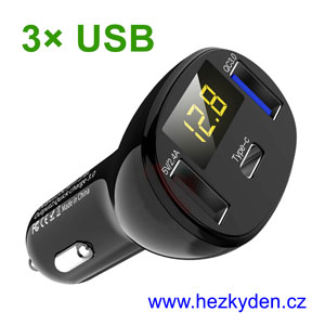 Voltmetr 3xUSB do auta
