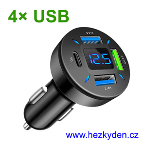 Voltmetr 4xUSB do auta