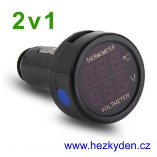 Voltmetr teploměr do auta