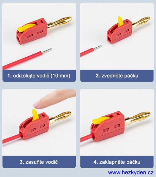 Banánek 4mm zlacený RYCHLOSPOJKA - montáž