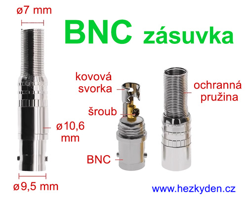 BNC konektor na kabel zásuvka - rozměry BNC konektor na kabel zásuvka - rozměry