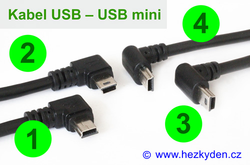 Kabely USB - USB mini úhlový