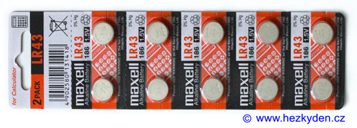 Alkalická Knoflíková baterie LR43 - balení 10 ks