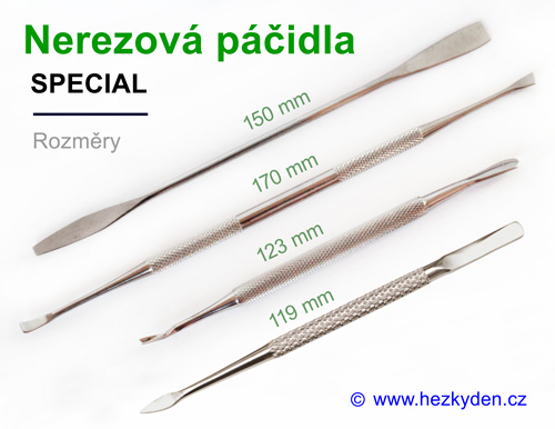 Oboustranná nerezová páčidla SPECIAL - rozměry