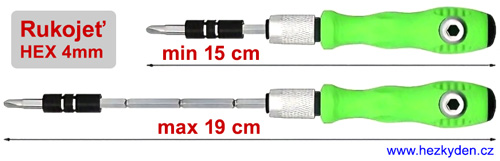 Sada mini bitů HEX 4 mm - rozměry Sada mini bitů HEX 4 mm - rozměry