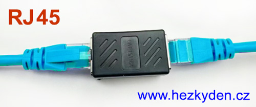 Spojka RJ45 Ethernet černá - kabely