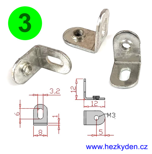 Úhelníček M3 - rozměry (3)