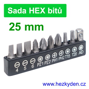 Sada HEX bitů 25 mm Sada HEX bitů 25 mm