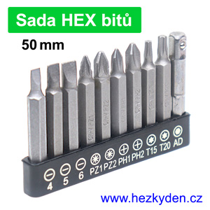 Sada HEX bitů 50 mm Sada HEX bitů 50 mm